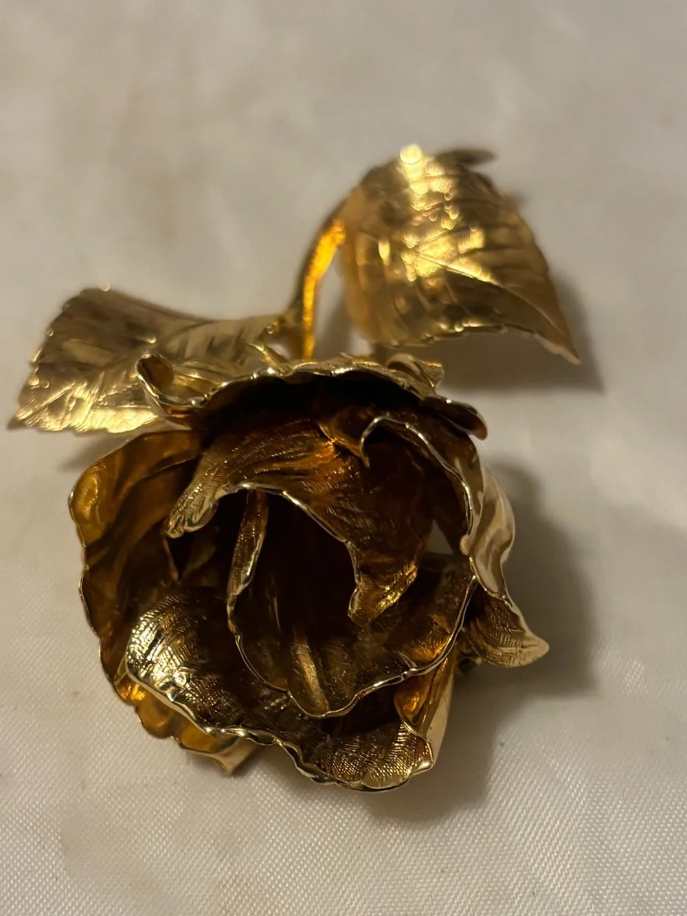 Vg Christian Dior Grosse Germany Gold Plated Textured Rose Brooch